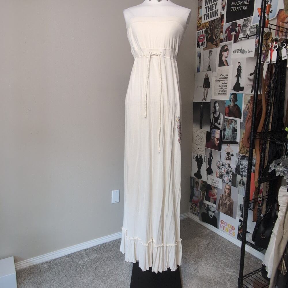 Strapless Rhinestone Butterfly Maxi Dress y2k